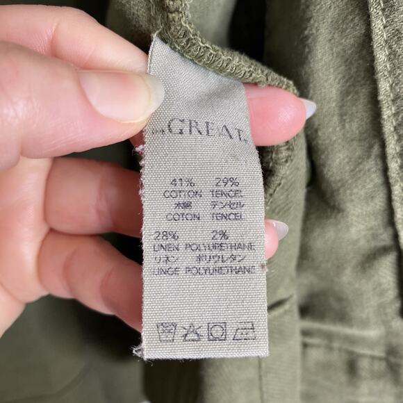THE GREAT The Swingy Army Canvas‎ Jacket Green Japanese Twill Size 1 - Picture 8 of 10